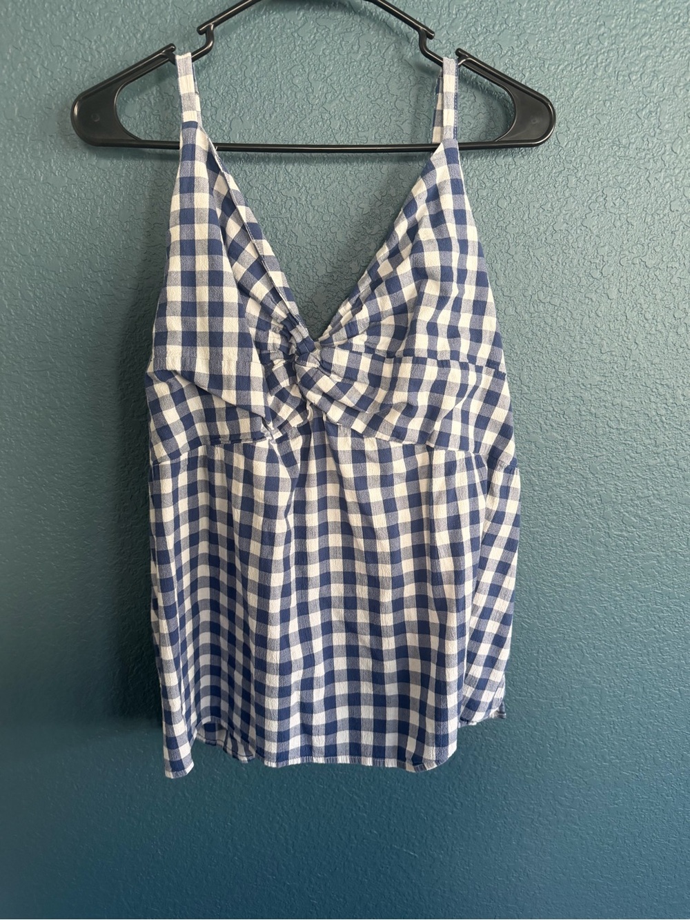 Old Navy Blue and White Gingham Tie-Front Cami